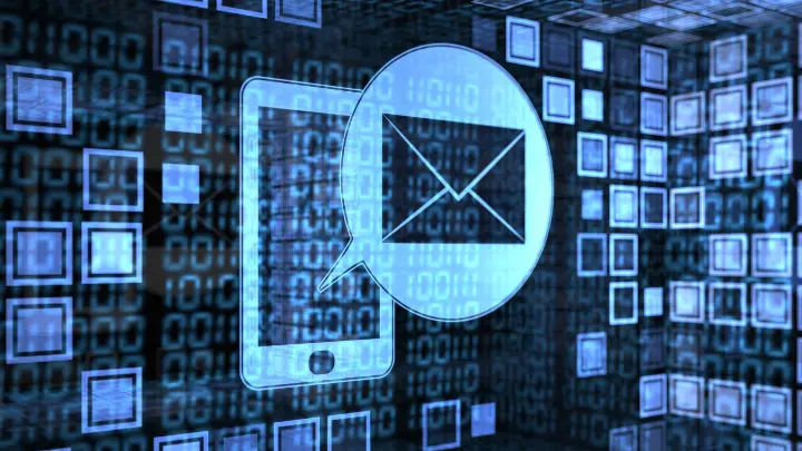 Kuvituskuva: Digitaalinen kuva, missä on virtuaalipuhelin, joka näyttää viestikuplaa.